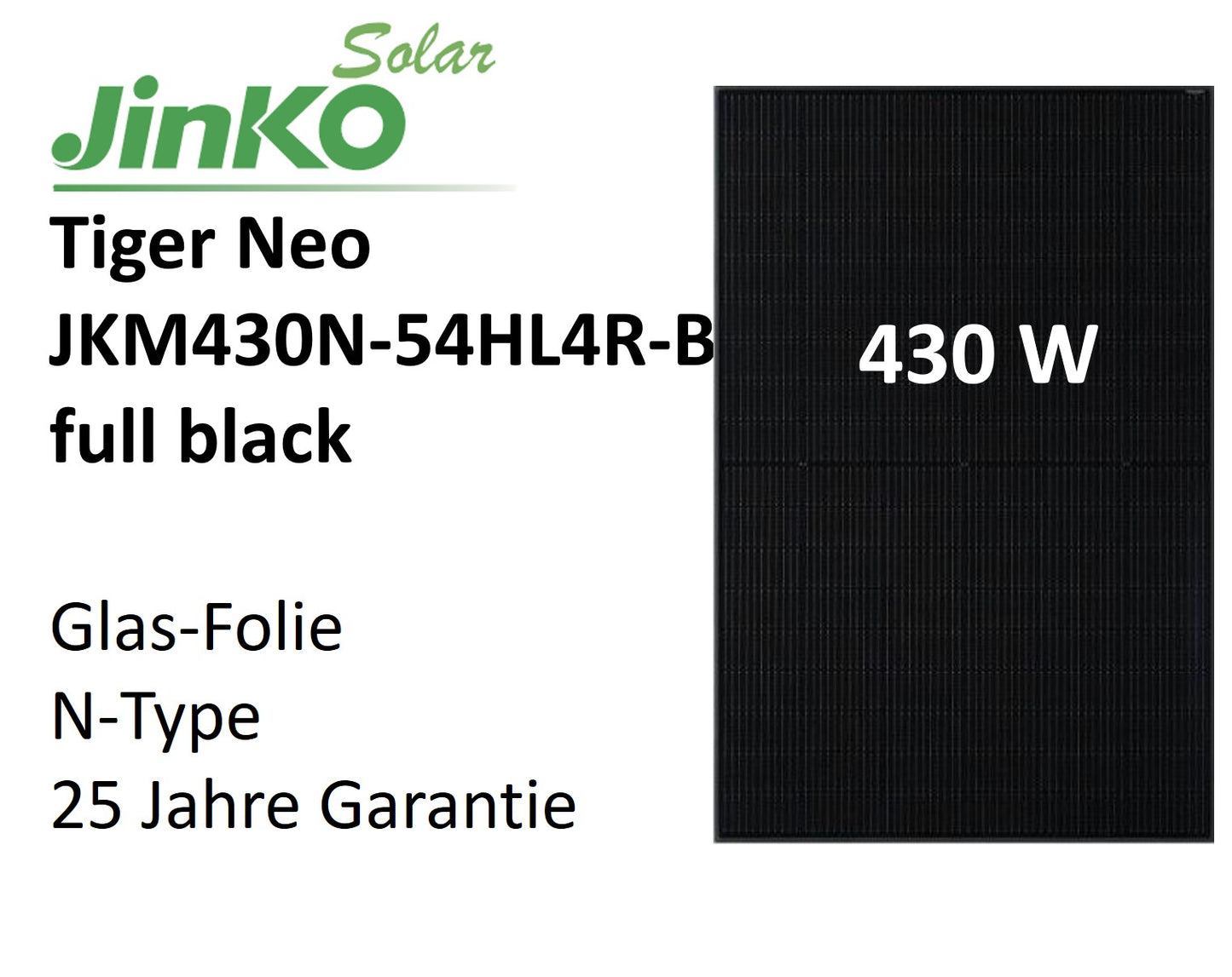 Jinko Solar Tiger Neo 430 Wp Solarmodul, full black