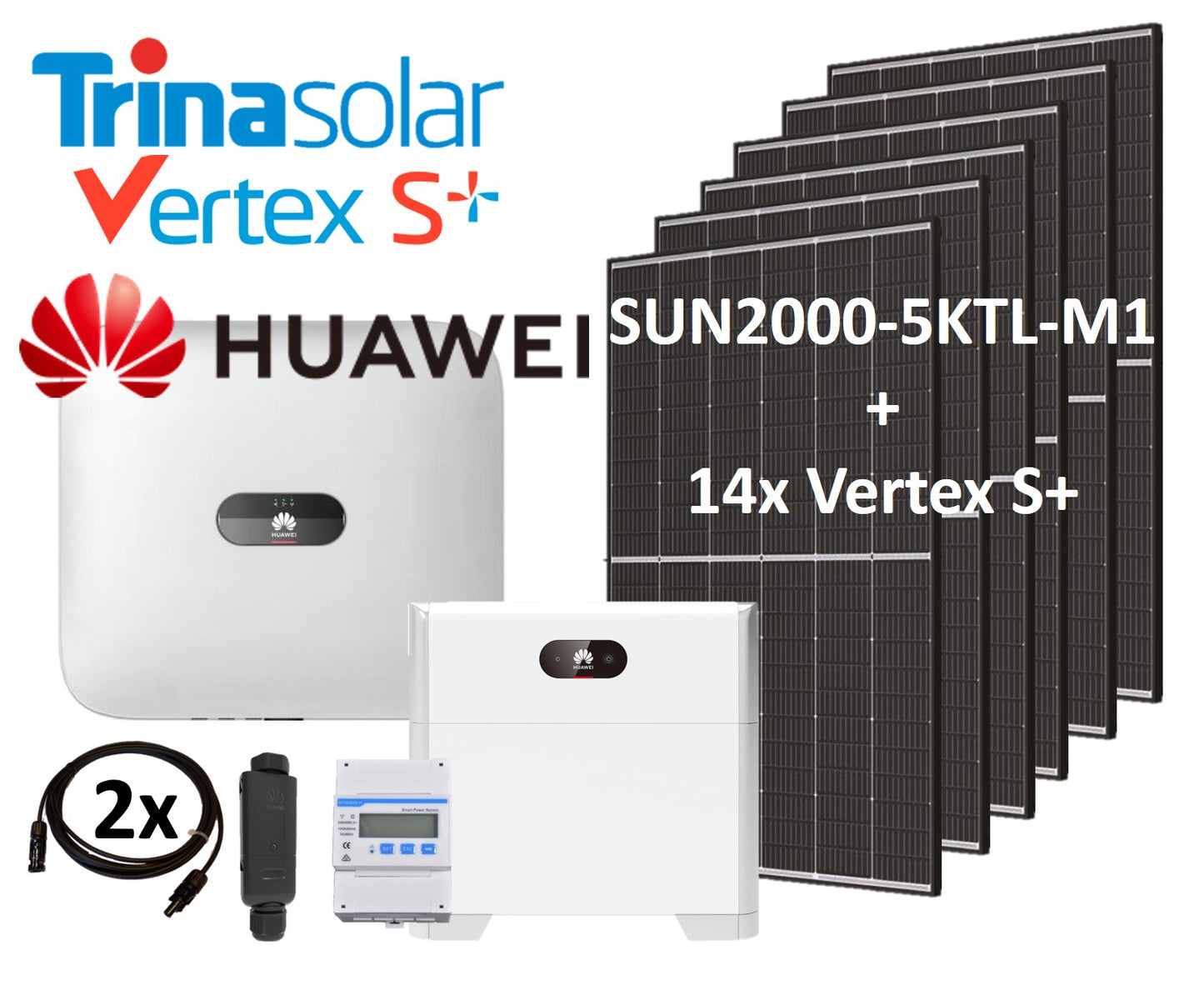 PV-Set: 14x Trina 445W = 6,23 kW mit  5 kW Hybrid-Wechselrichter Huawei Sun2000-5KTL-M1 HC