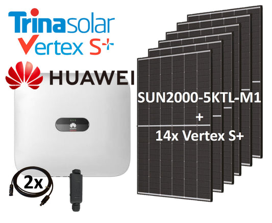 PV-Set: 14x Trina 445W = 6,23 kW mit  5 kW Hybrid-Wechselrichter Huawei Sun2000-5KTL-M1 HC