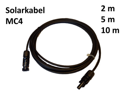 Solarkabel mit Stecker und Buchse, schwarz